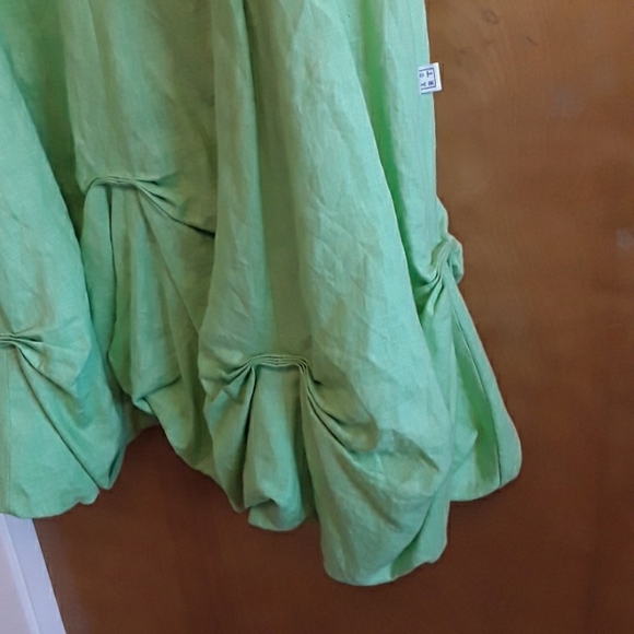 - ART Atelier Rare Toggery Linen "Lagenlook" Lime Green Dress - Picture 2 of 9